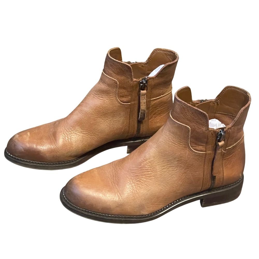 Franco Sarto Halford Leather Ankle Boots Brown Side Zip Women's Size 7.5M - Picture 4 of 16